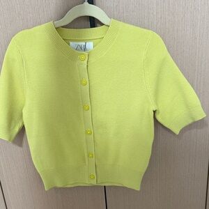 Zara Lemon Button-Up Cardigan